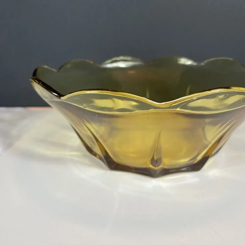 Anchor Hocking Bowl Set Honey Gold Set  Serving Yellow Swedish Modern Vtg